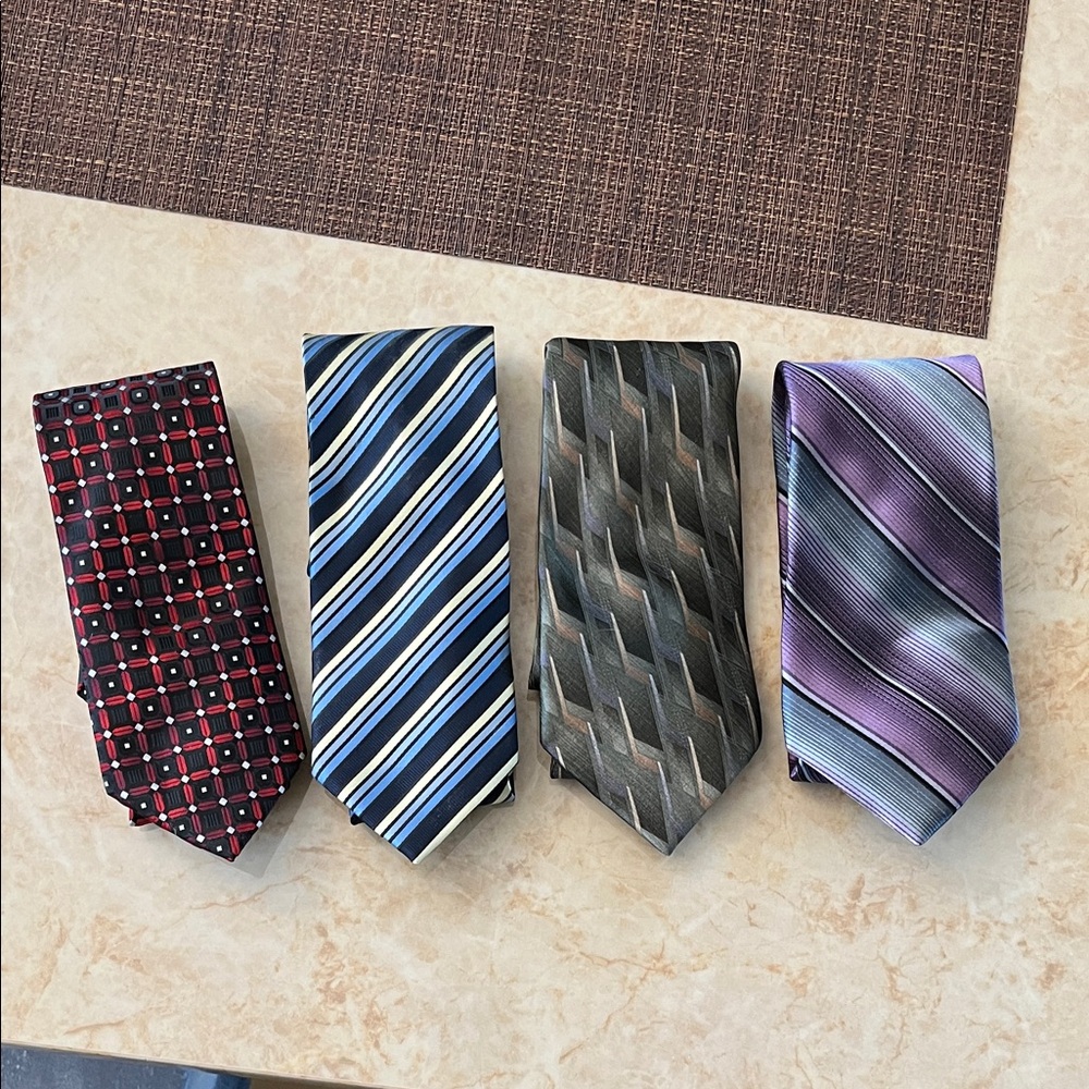Elegant Men's Tie Set - Black, Blue, Gray, Purple